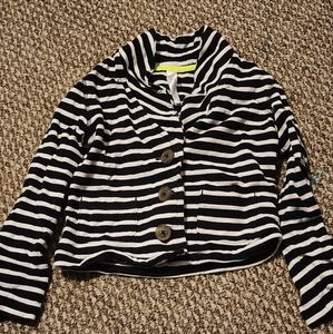 Girls Black and White Striped Blazer